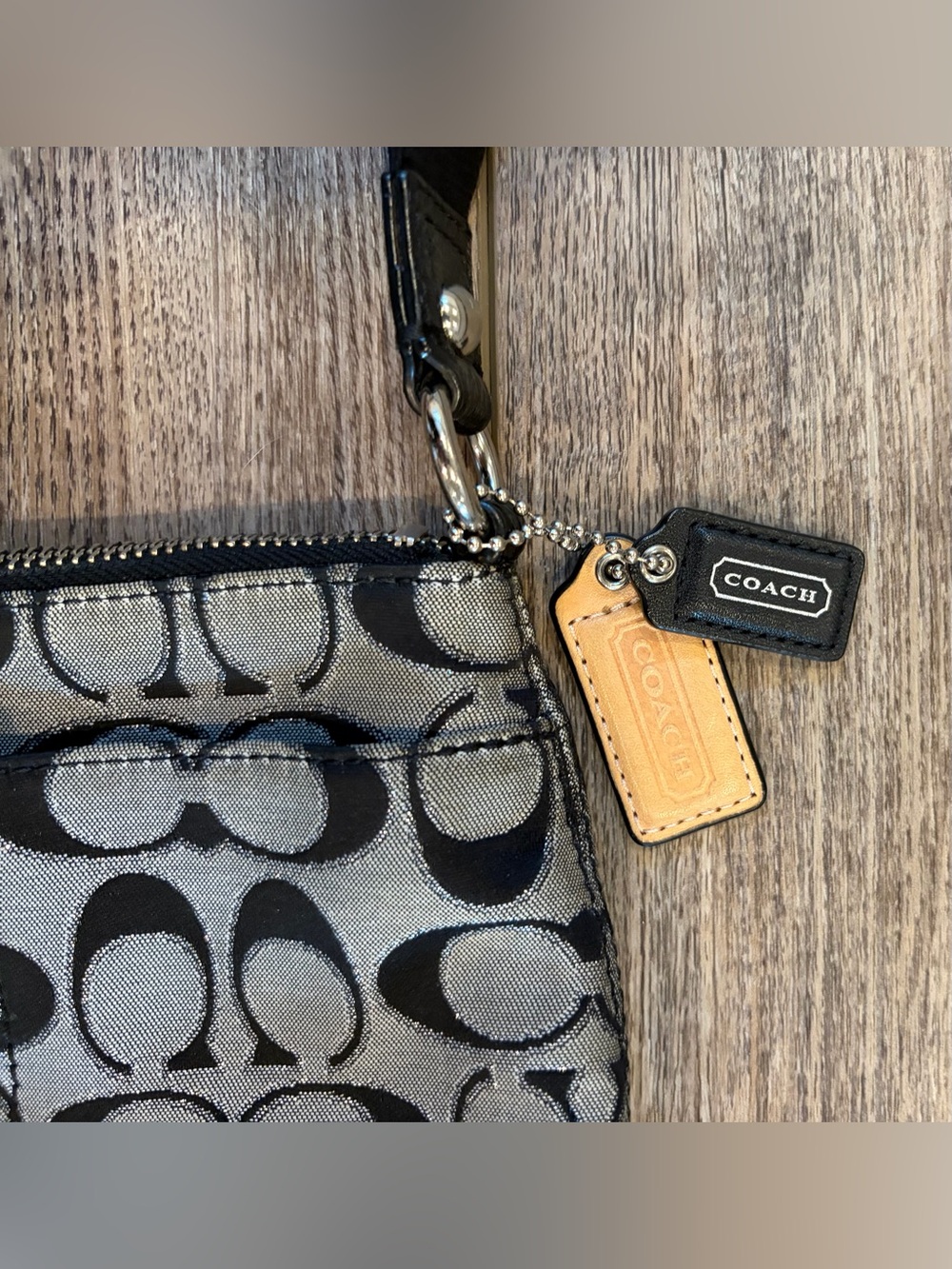 Coach Signature Canvas Crossbody Bag Black Gray Jacquard Y2K Purse - Picture 3 of 11